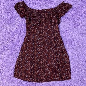 🥳 Dizzire: Off the Shoulder Wine Floral Dress